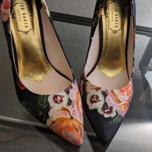 Ted Baker Black Floral Pumps